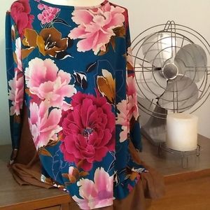 Honeyme floral and faux suede tunic made in USA